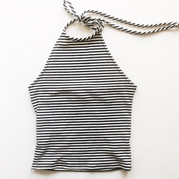 Vintage 90s Striped Halter Tank Top - Picture 4 of 4